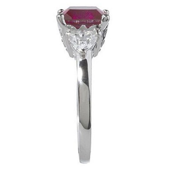 Epiphany Platinum Clad Diamonique Raspberry Cushion Ring  001 - Picture 2 of 4